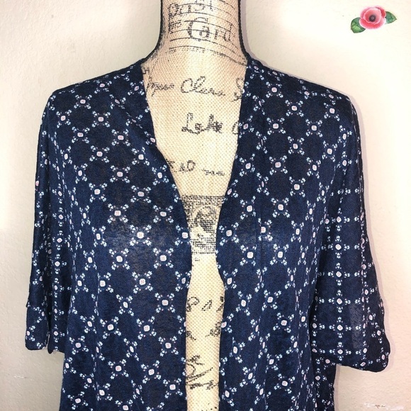 Torrid Dolman Sleeve Border Print Style Blue,White & Peach Open Cardigan Size 20 - Picture 4 of 9